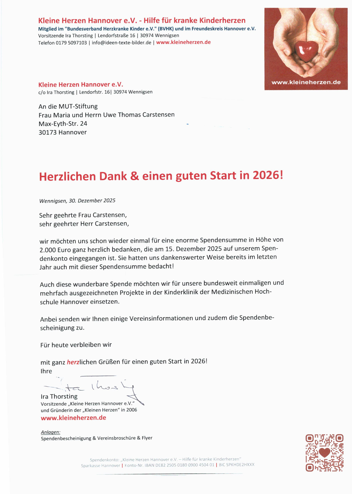 251230-Kleine-Herzen Spende für die Kleinen Herzen